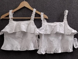 Wonder Nation 2 Piece Smocked Top Size L 10 12 Girls White - Picture 1 of 12