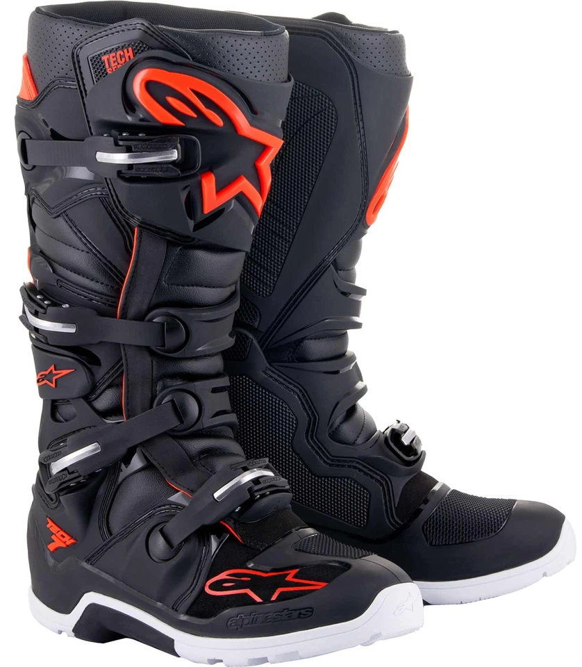 Botas todoterreno Alpinestars Tech 7 Enduro 24 para hombre MX negras/rojas fluo Foto 1 de 1