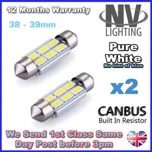 2x Bombillas Skoda Fabia Blanco Puro Brillante Actualización LED 'HID' 38 mm - Imagen 1 de 1