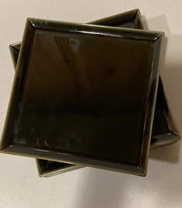 Crate and Barrel Green Square Plates set of 12 - 7.25 inch - Picture 1 of 5