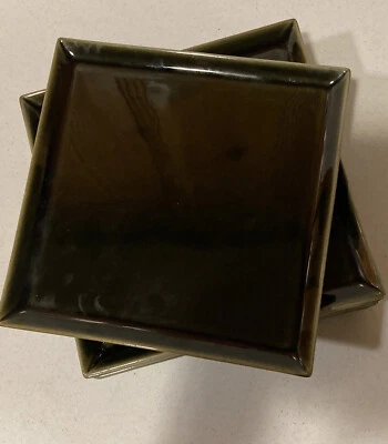 Crate and Barrel Green Square Plates set of 12 - 7.25 inch - Image 1 of 4