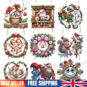 Acrylic Special Shape Christmas Santa Claus Diamond Painting Hanging Pendant - Picture 1 of 33
