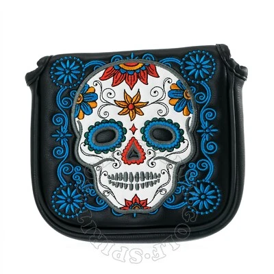 19TH HOLE CUSTOM SHOP Mexican Dia De Los Muertos Sugar Skull High-MOI Mallet Golf Putter Head cover