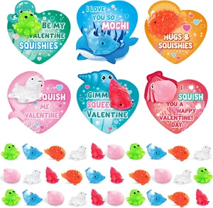 30 Packs Cards for Kids with Glitter Mochi Squishy for School Classroom Gifts Ex - Picture 1 of 7