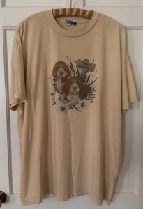 Worn Vtg 80s Pet Rescue Puppy Dog Art Tee T Shirt Extra Soft Plus Size 2XL 3XL - Picture 1 of 6