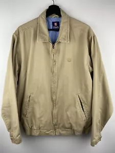Chaps Vintage Bomber Jacket Oversized Beige Collared Full Zip Mens Size M - Picture 1 of 12