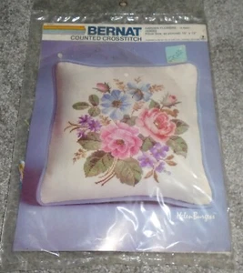 Bernat Counted Crosstitch Helen Burgess Garden Flowers Pillow 13 x 13 - H04053 - Picture 1 of 3
