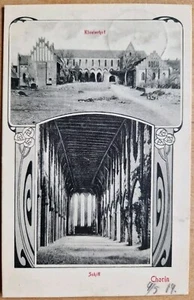 AK Kloster Chorin, Klosterhof und Schiff, Jugendstil, 1909 gelaufen  - Bild 1 von 2