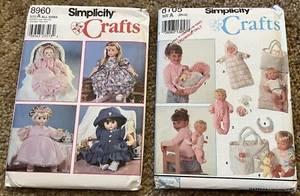 Simplicity Baby Doll Clothes Pattern All Sizes 9116 9286 Uncut - Picture 1 of 2