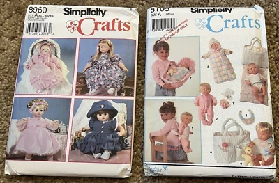 Simplicity Baby Doll Clothes Pattern All Sizes 9116 9286 Uncut - Image 1 of 2