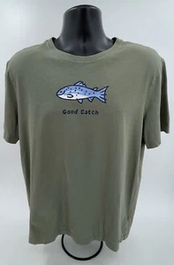 Life Is Good "Good Catch" Fischangeln olivgrün SS Crusher T-Shirt Herren Large L - Bild 1 von 9