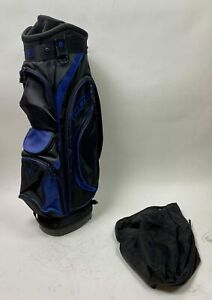 Used OGIO 8-Way Golf Bag Cart/Carry Black/Blue Rainhood and Strap Included