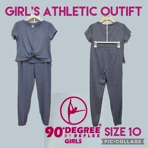 Girls Clothes 90 DEGREE by Reflex Athletic Outfit Top & Matching Joggers Size 10 - Picture 1 of 6