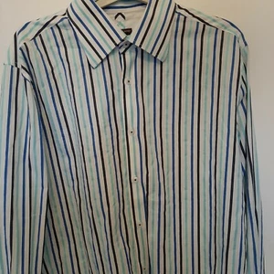 Mens River Island Long Sleeve, Collar, Striped Shirt Blue And White, Large - Picture 1 of 8