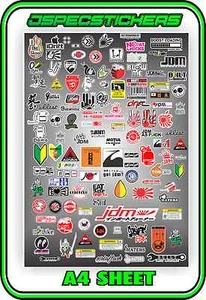 SCALE STICKER SHEET A4 R/C 1/10 DRIFT DRAG CAR JDM STICKERBOMB HPI MST YOKOMO - Picture 1 of 4