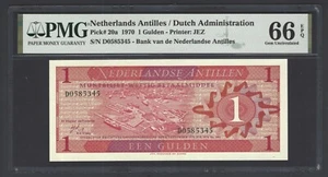 Netherlands Antilles One Gulden 8-9-1970 P20a Uncirculated Grade 66 - Picture 1 of 2