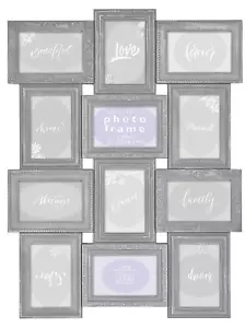 Innova Editions Vintage Grey Multi Aperture Photo Picture Frame - Holds 12 X 6'' - Picture 1 of 2