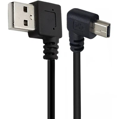Mini USB 5-Pin 90° Left Angle Male to USB 2.0 Left Angle Male Cable 25cm - Image 1 of 2