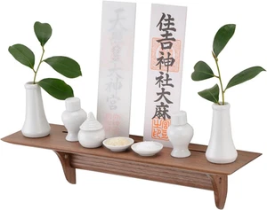 Includes Shinto Gear Set! Western-Style Modern Shrine Shelf by Kurumi Walnut - - Picture 1 of 1