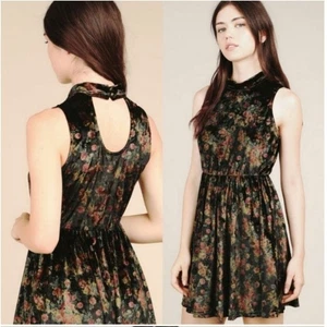 POL velvet mini dress black floral medium - Picture 1 of 3
