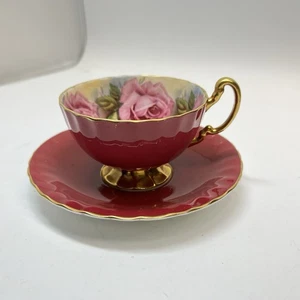 Vintage Aynsley Cabbage Rose Teetasse Untertasse England Roségold - Bild 1 von 20