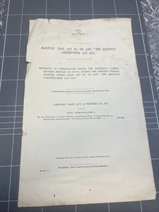 ORIGINAL VICTORIAN RAILWAYS DOCUMENT 1884 RAILWAY CONSTRUCTION COLONY VICTORIA - Picture 1 of 4
