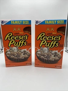 Kaws Reeses Puffs Family Size Cereal Box Limited Edition. Sealed, 2 Pack - Picture 1 of 6