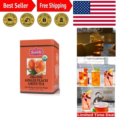 Té verde orgánico con melocotón de jengibre - Certificado por el USDA y delicia baja en cafeína Foto 1 de 4