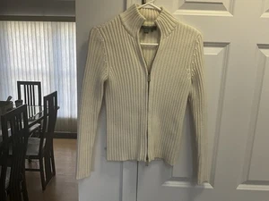 Suéter Lauren Ralph Lauren Mujer Pequeño Crema Tejido con Cable Cremallera - Imagen 1 de 7