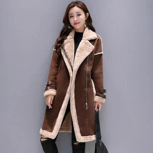 Women Synthetic Suede Blend Coat Long Lambs Jackets Autumn Winter Coat S-2XL - Picture 1 of 13