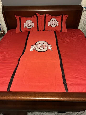 OHIO STATE UNIVERSITY OSU Buckeyes Comforter Blanket 86” x 82” Large w/Shams Cover