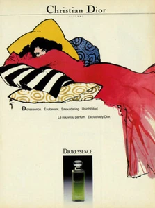1983 Dior Dioressence Rene Gruau perfume vintage 1-page MAGAZINE AD - Picture 1 of 1