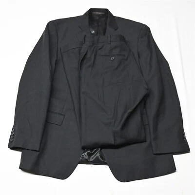 Tasso Elba 46L 34x34 Black 100% Wool Mens Sport Coat Jacket Pants Suit - Image 1 of 4