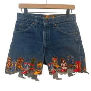 Levi’s Vaquero Reciclado Vaquera Western Bota Apliques Denim Pantalones Cortos Naranja Tab Talla - Imagen 1 de 8