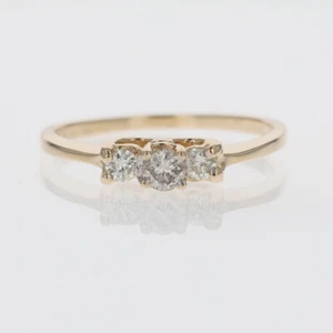 .26ctw Round Cut Diamond Three-Stone Engagement Ring 14k Yellow Gold Size 7 - Picture 1 of 6