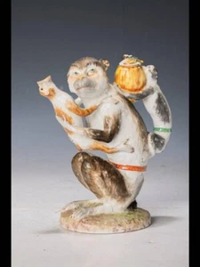 Meissen Style Porcelain Monkey Teapot 19th C - Picture 1 of 13