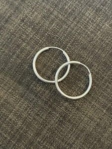 Plata de ley 2 mm. Pendientes de aro sin fin de alto pulido 925, 25 mm de diámetro - Imagen 1 de 8