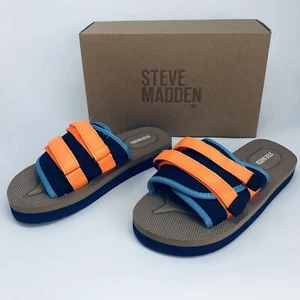 Brandneu im Karton Steve Madden blau orange Blake Schlappen Sandalen Kinder Größe 6 - Bild 1 von 7