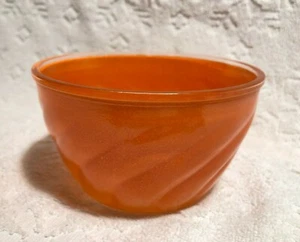 Vintage-Retro Clear-Glass w Orange-Topcoat Swirl-Molded-Detail - Bowl Flower-Pot - Picture 1 of 12
