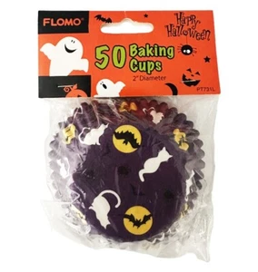 HALLOWEEN PURPLE CUPCAKE BAKING CUPS (50)  Spooky Celebrate  Decoration Bats - Picture 1 of 1
