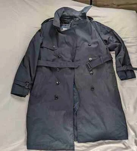 Defense Logistics Agency Navy Blue All Weather Trench Coat Double Breasted 42R - Picture 1 of 6