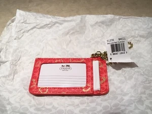 Coach Coated Canvas Leather Waverly Heart Red Gold Skinny Chain 51235 Valentine - Picture 1 of 5