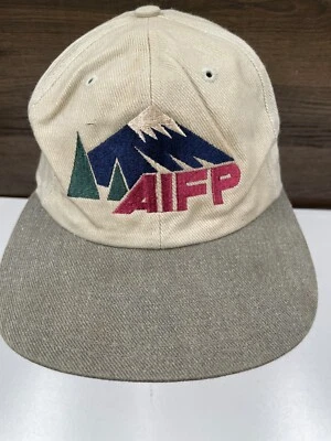 Vintage AIFP Strap Back Hat Cap Beige Tan American International Forest Products - Image 1 of 4
