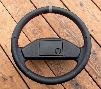 NEU LEDER VW Volkswagen Golf II III 2 Jetta MK2 MK3 Lenkrad Grau Streifen - Bild 1 von 4