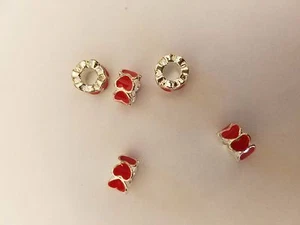 Alloy Enamel European Red Hearts Bead, Large Hole Bead 8x5mm, Hole 5mm - Picture 1 of 3