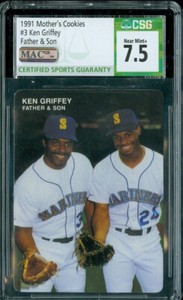 1991 MOTHER’S COOKIES #3 KEN GRIFFEY FATHER SON CSG-7.5 PQ MAC SPOTLESS *