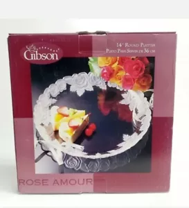 Everyday Gibson 14" 36 cm Runde Kristallplatte Tablett Rose Amour 42039.01 - Bild 1 von 8