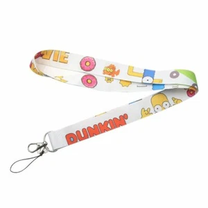 The Simpsons Cartoon Series Dunkin Themed White ID Holder Lanyard Keychain - Picture 1 of 1