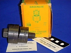 GREENLEE 730 Round Radio Chassis Knockout Punch 1 7/8" # 500 2424.8 -3 Pc NOS - Bild 1 von 1