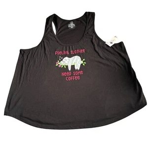 Camiseta sin mangas Secret Treasures Sloth Coffee pijama para mujer talla 3X pijama negro - Imagen 1 de 4